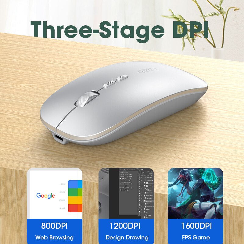 Metal Roller Wireless Bluetooth Mouse Rechargeable Ergonomics Optical 1200 DPI Gaming Mice For Computer PC Laptop Mouse Gamer