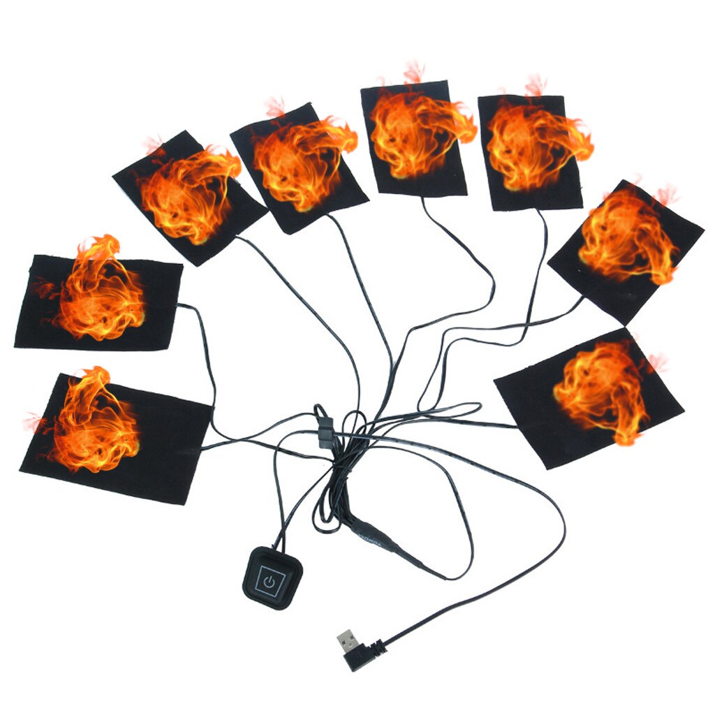 8 Pad USB Heating Thermal Vest Heated Jacket Motorcycle Warm Winter 3 Speed Electric Heated Jacket Heating Pad Outdoor Themal: Default Title