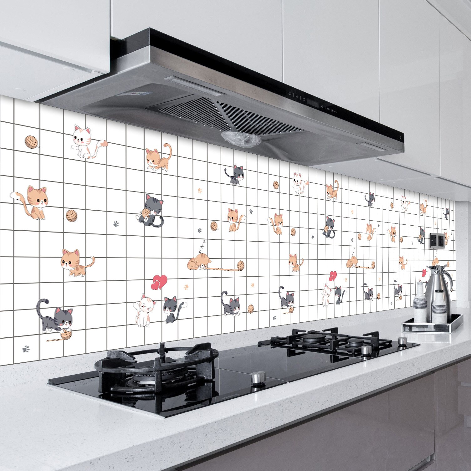 Sticky Wallpaper Imitation Ceramic Tile Grid From Kitchen Stickers Waterproof and Oil Thickening The Bathroom Toilet Wallpaper: Style 7