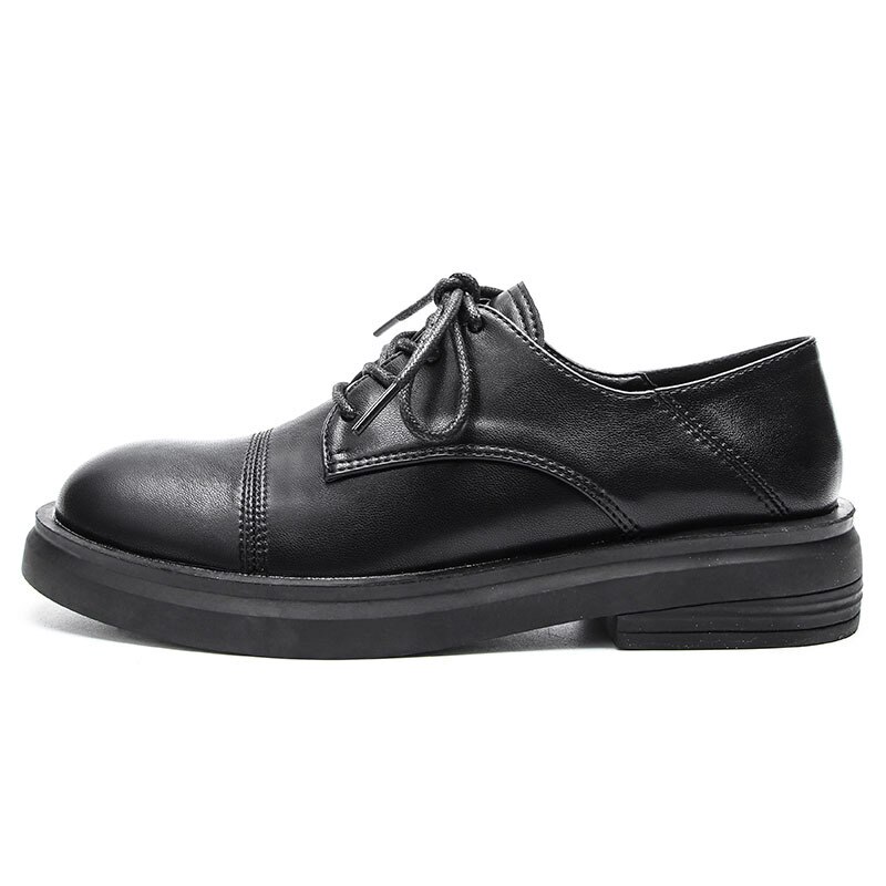 Zapatos oxford de punta cuadrada de famosa , zapatos de mujer con cordones, plataforma de tacón grueso, zapatos planos de cuero, estudiantes británicos con cordones, zapatos brogue
