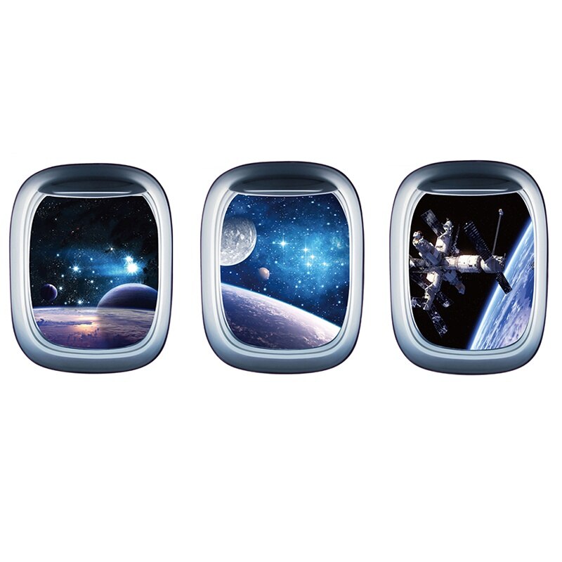3D Outer Space Scenic Wall Decal Stickers Art Mural Posters For Kids Bedroom Ceiling Living Room Decoration
