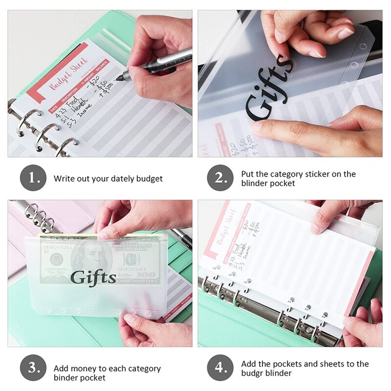 Budget Bindmiddel, A6 Pu Notebook Planning Notepad, Vervangbare 6 Ringband Coverfor Persoonlijke Planning Van Budget Saving