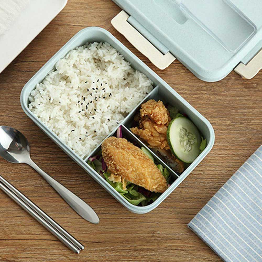 Jushfo Tarwe Stro Magnetron Lunchbox Servies Met Lepel Eetstokjes Voedsel Opslag Container Kids School Office Bento Box