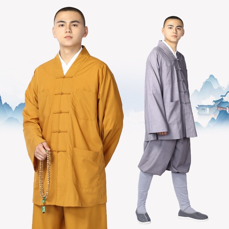 Buddhist monk robes clothing costume male shaolin monk meditation clothes mala shaolin monk robes clothing TA525