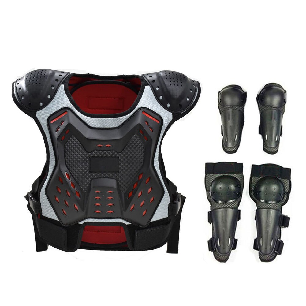 Universal For 4-15 years Children Kids Full Body Protect Vest Waistcoat Suits Riding Cycling Skating Elbow Knee armor boys: Black Model B