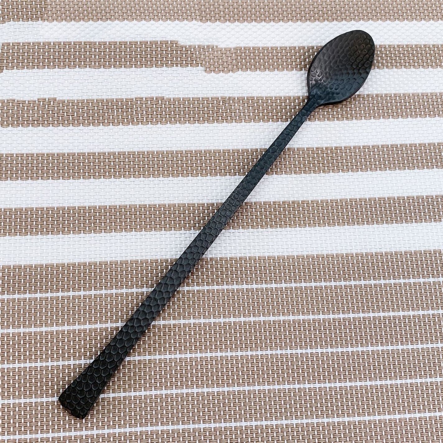 Volledige Gehamerd Zwart Servies 304 Rvs Luxe Bestek Set Steak Mes Theelepels Vorken Voor Thuis Keukengerei: Ice Spoon