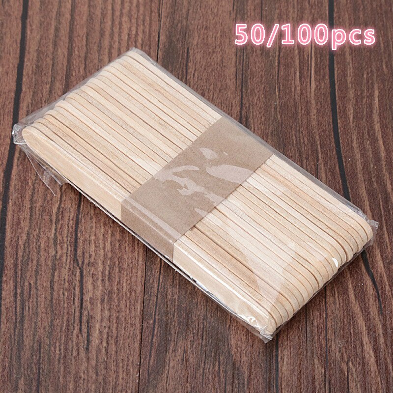 50/100 stuks ijsstokjes, natuurlijke houten stokjes, ijslepel, handwerk, kunstlolly's, ijsvormpjes, doe-het-zelfbenodigdheden