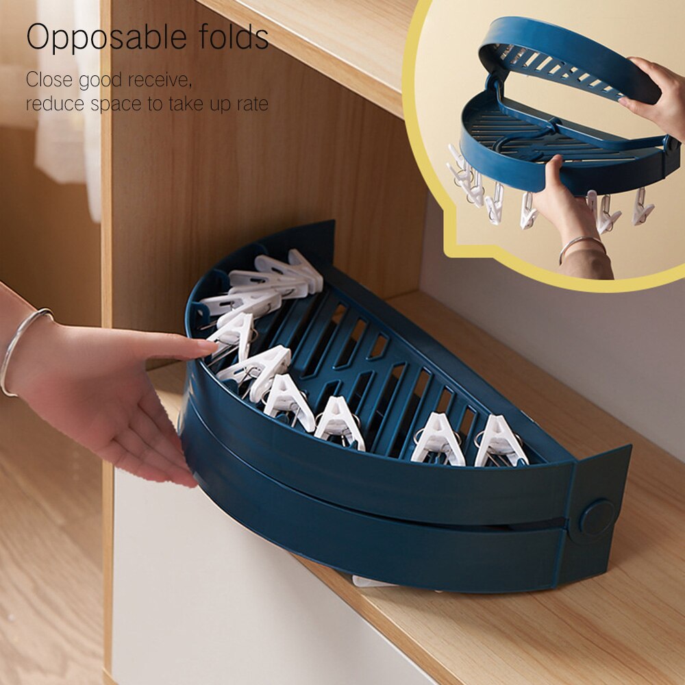 Plastic Foldable Laundry Rack Multifunction Round Sock Clothes Dryer Hanger Windproof Underwear Drying Rack Shoes Holder Home