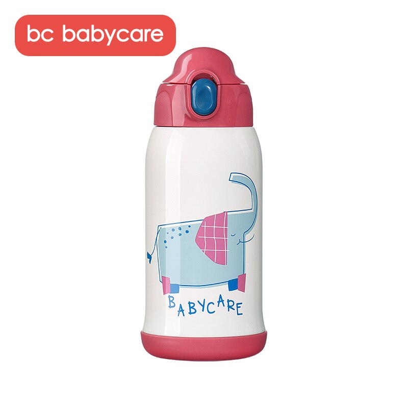 Bc babycare 600ml 3 in 1 baby vacuüm tuitbeker draagbare pers rietje waterfles lekvrije geïsoleerde roestvrijstalen thermosbeker: Rood