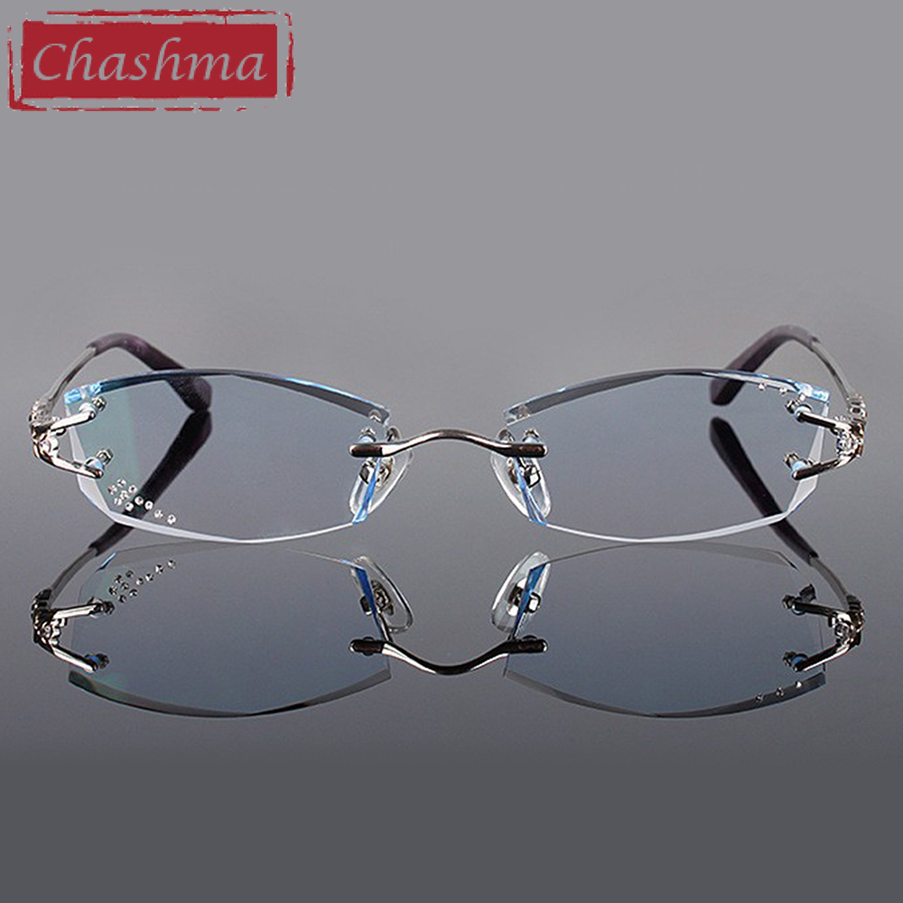 Chashma merkevare briller diamant trimmet kantløse briller titan fasjonable dame briller brillerrammer kvinner