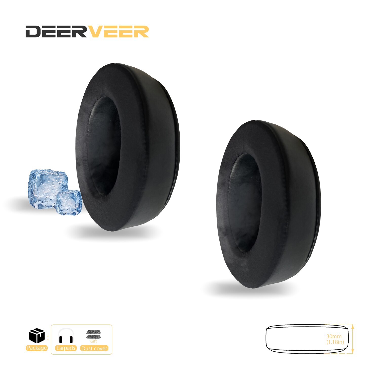 DEERVEER – oreillettes de remplacement pour écouteurs Roccat ElO 7.1 AIR, ELO 7.1 USB, ELO X stéréo, coussinets en mousse à mémoire de forme épais