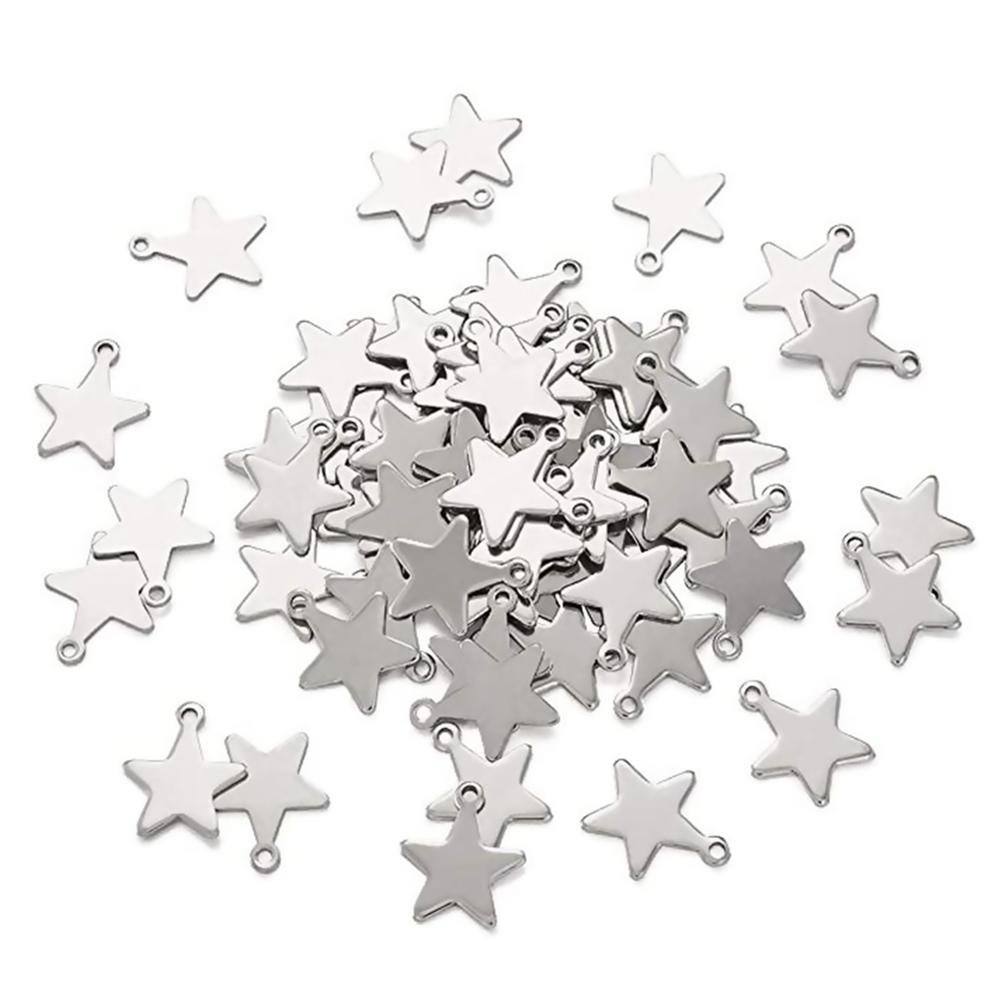 50 sztuk/partia puste tagi ze stali nierdzewnej Tiny Star Charms wisiorek DIY na naszyjnik bransoletka akcesoria do wyrobu biżuterii