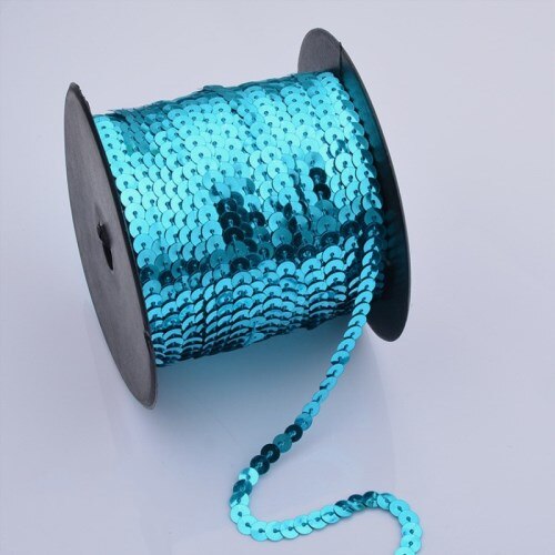6mm lâche rond plat Sequin sur garniture couture Paillettes Paillettes ruban cordes pour vêtement accessoire bricolage artisanat Art décoration 5 yard: Lake blue