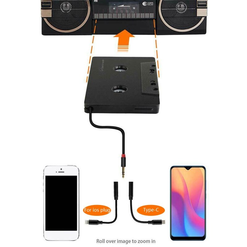Adaptador de Cassette estéreo para coche, 3,5mm, cuatro canales, antienredados, Mini ABS, Audio, G88D