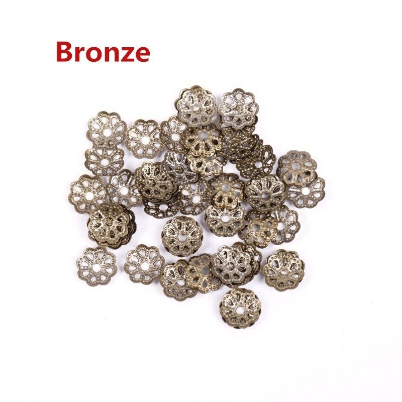 500 Stks/partijen Zilveren Vergulde 6Mm Metaal Filigraan Bloem Kraal Caps Diy Bead Bevindingen Voor Sieraden Maken: 500Pcs Bronze 6mm