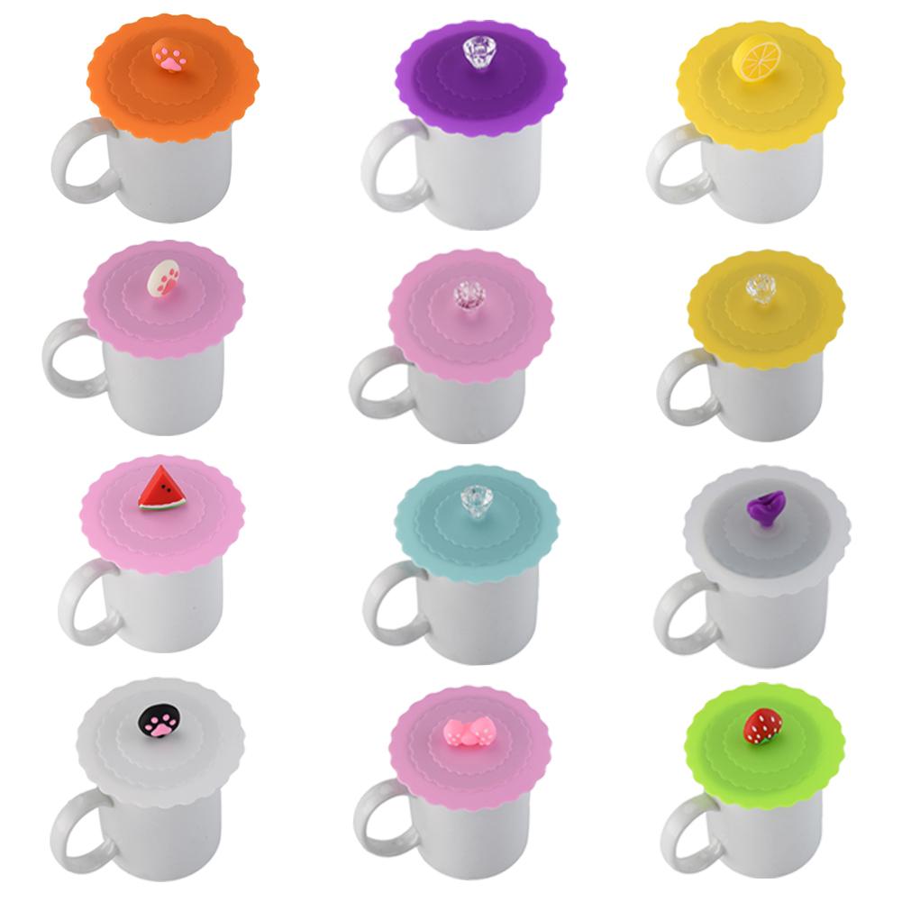 1pc søte frukter pryder vann drikkebeger lokk silikon anti-støv bolle deksel kopp forseglinger glass krus lokk tekopp deksler diameter 10cm