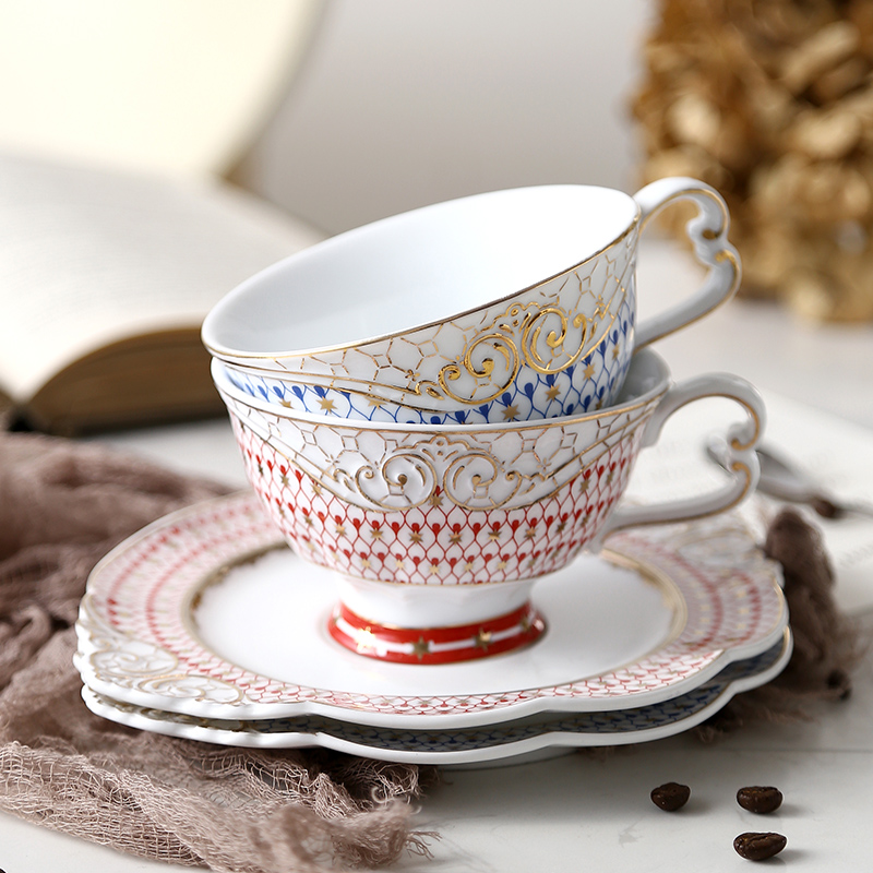 Ensemble de tasses à café en céramique, porcelaine or rouge, tasse à thé de Camping japonais, verres thermiques, tasse à boisson chaude, Kubek Do kawaiy, tasse de petit déjeuner