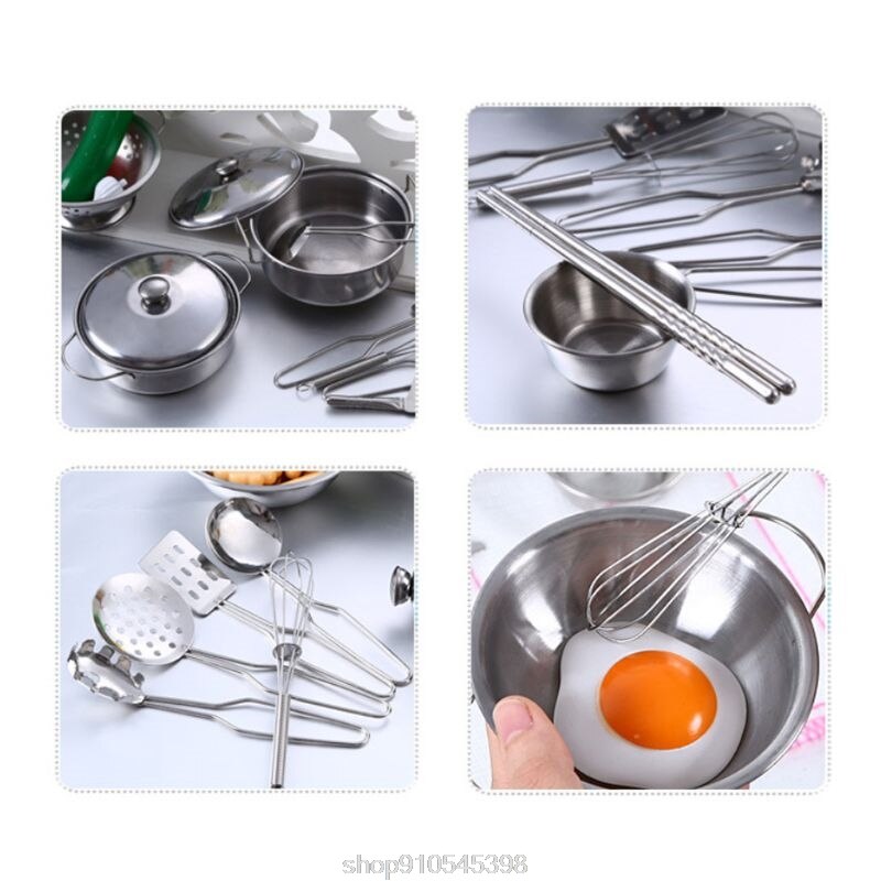 Rvs Kids Huis Keuken Speelgoed Koken Cookware Potten Pannen Pretend Play Playset Gebruiksvoorwerpen N12 20