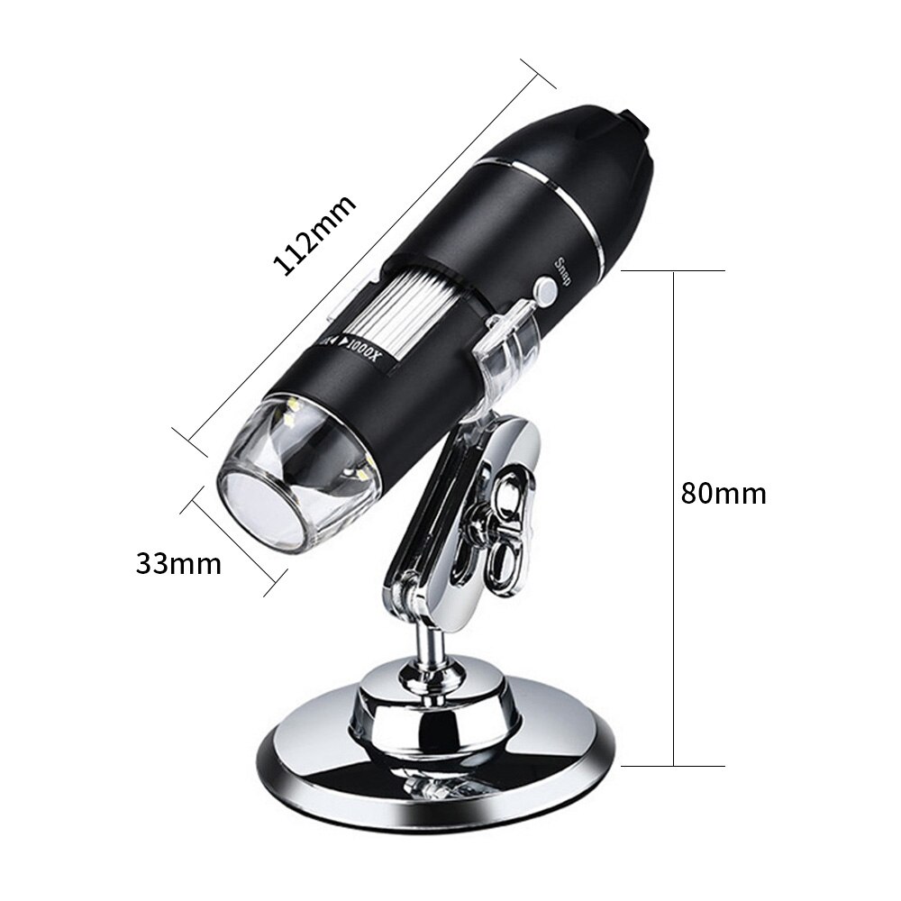 Adjustable 1600X Microscope Handheld Digital Microscope Endoscope USB Interface Electron Microscope with 8 LEDs with Bracket