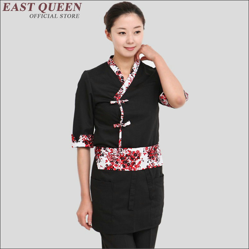 Madservice catering tøj kvinder sushi kok uniform restaurant servitrice uniformer japansk restaurant uniformer  aa1401