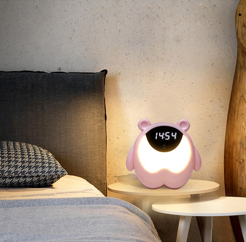 Night Light 3 In 1 Alarm Clock Kids Children Sleep Bedside Alarm Clock Wake Up Temperature Snooze Timer Clock Christmas