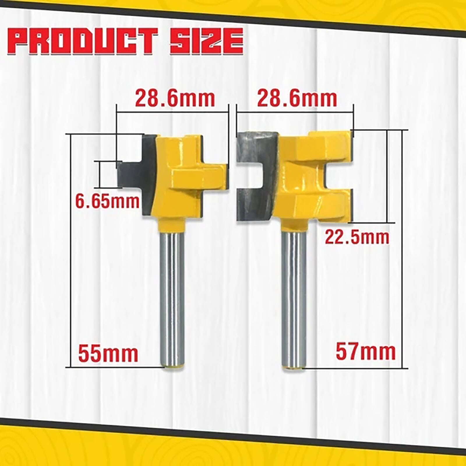 40# Multifunctional durable Easy Tongue Groove Joint Bits 2pcs Groove Router Bits Woodworking Tool 1/4in Maintenance Tools