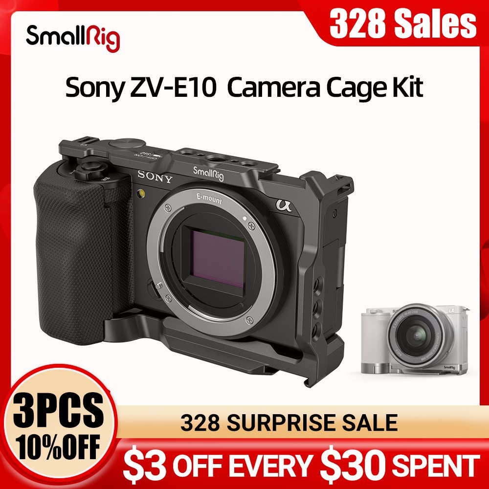 Smallrig Sony ZVE10 Camera Kooi Met Siliconen Kooi Handvat Ingebouwde Arca Quick Release Plaat Kooi Rig Kit Voor sony ZV-E10 3538