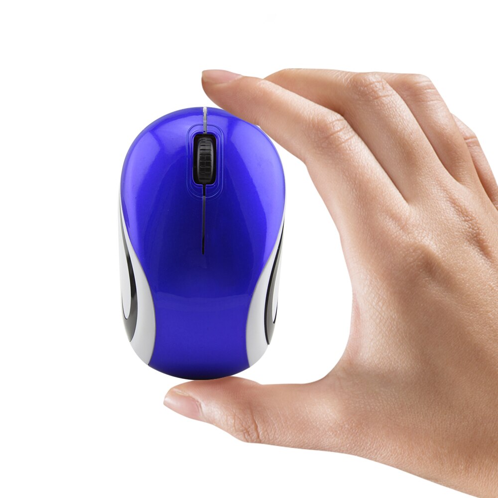 CHYI Mini Wireless Mouse For Kids 1600DPI Optical 3D Small Mause With USB Receiver Computer Gaming Mice For PC Laptop Notebook: Blue