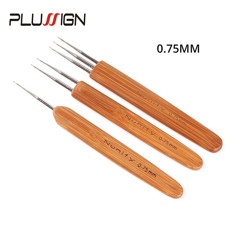 (1 gancho, 2 ganchos, 3 ganchos), 3 unids/lote, herramientas de rastas de ganchillo de 0,5 Mm y 0,75 Mm de tamaño, aguja de ganchillo de madera para trenzas de pelo
