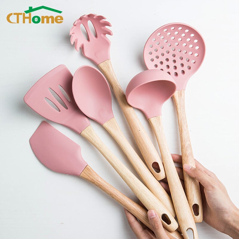 12pcs Kitchen Utensil Set Silicone Cooking Tools Household Wooden Koken Gereedschap Met Opbergdoos Turner Tang Spatel Turner