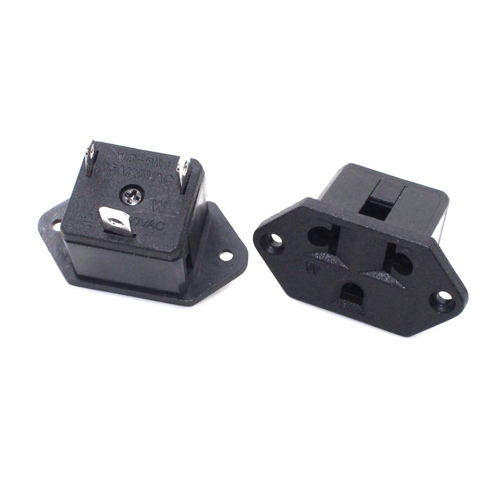US Panel Mount Outlet Power Connector Industrial Female Socket AC Electrical Embedded Panel Receptacle Socket Black 10A 250V