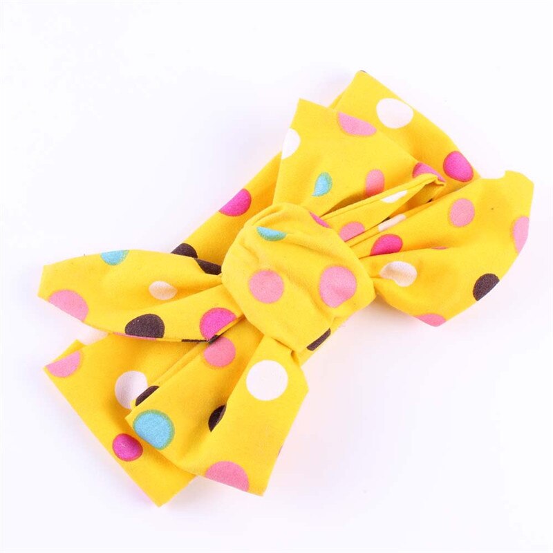 Diadema con lazo grande para niña, banda para el pelo con lazo grande de 7 colores, turbante de algodón con lunares, accesorios para el cabello: YELLOW
