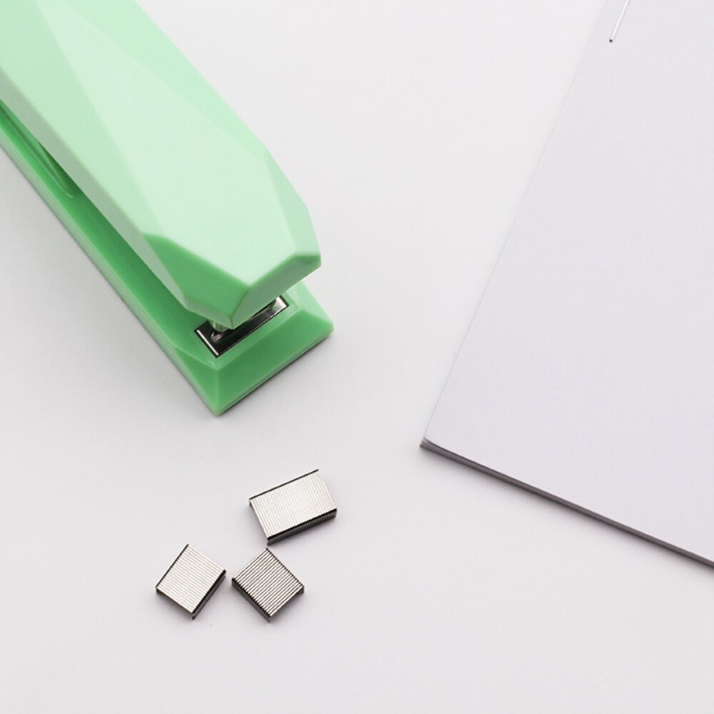 Desk Stapler Mint Green White Spring Powered Stapler No-Jam Desktop Executive Stapling Tool with Non-slip Base Office School