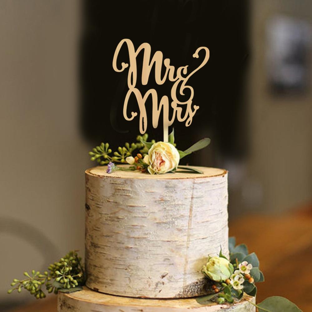 Chic romantisk kärlek mr&amp;mrs brev bröllop trätårta topper tårta bröllopsceremoni toppers förlovning tårta dekoration tillbehör