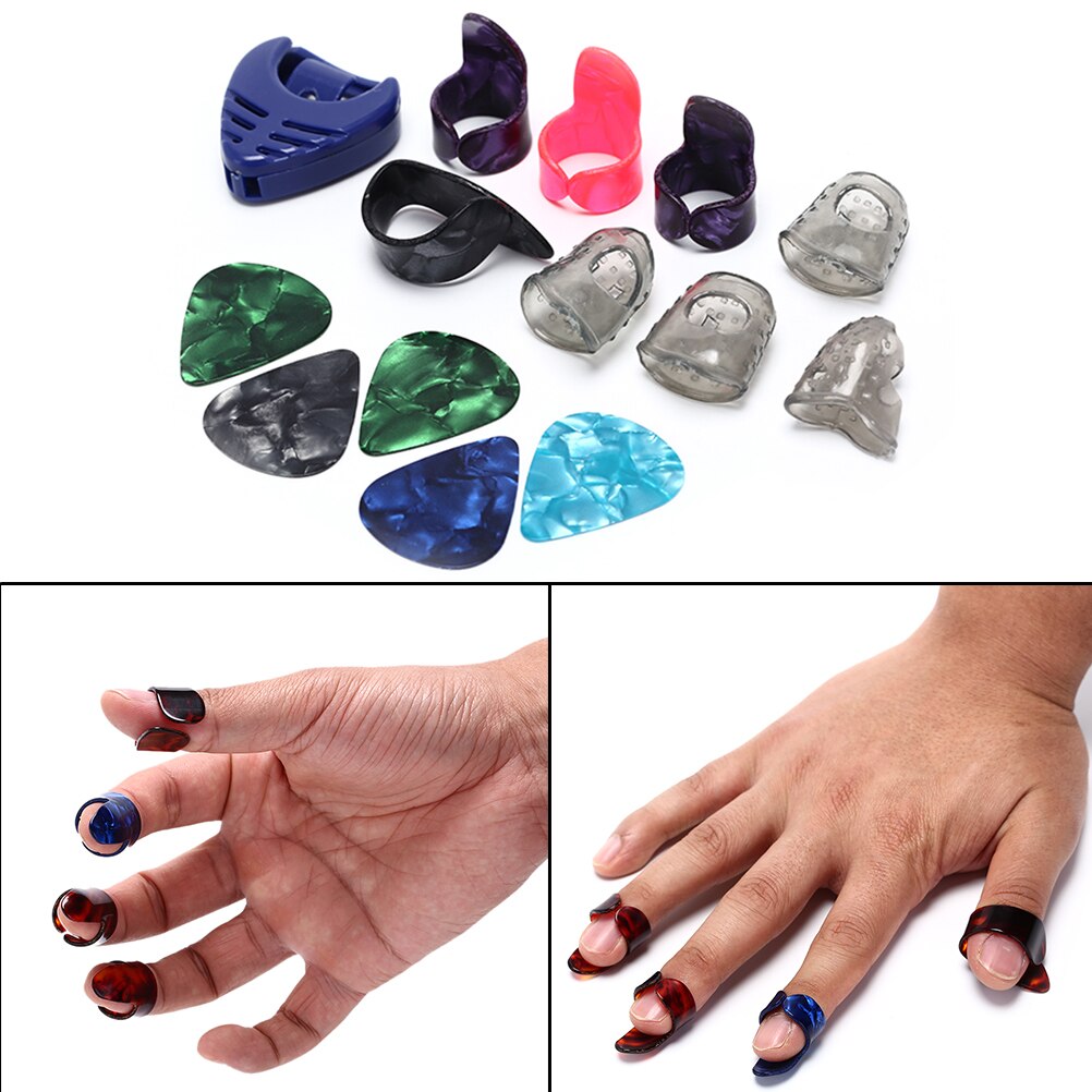 1Set Finger Guitar Picks Celluloid Finger Thumb Guitar Pick Mediator Celluloid Thumb Pick Fingerpicks