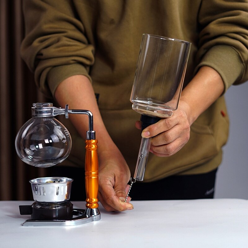 Cafetera de sifón de estilo japonés, tetera de sifón de té, cafetera de vacío de vidrio, filtro de máquina de café, 3 tazas