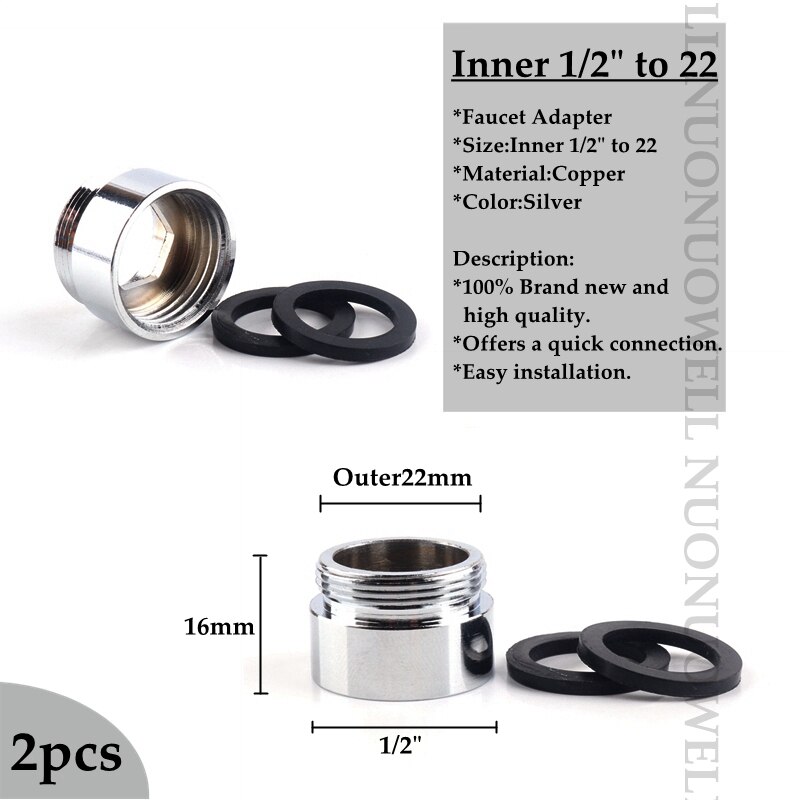 2 stk vandhane belufter fittings 16 18 20 22 24mm g3/4 g1/2 køkken vandhane adapter kobber vandrenser tilbehør: In 1 l 2in-22