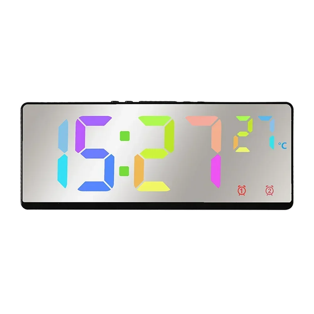 Reloj despertador LED inteligente activado por voz con alarmas duales, modo nocturno y pantalla de temperatura para dormitorio o escritorio: Gris