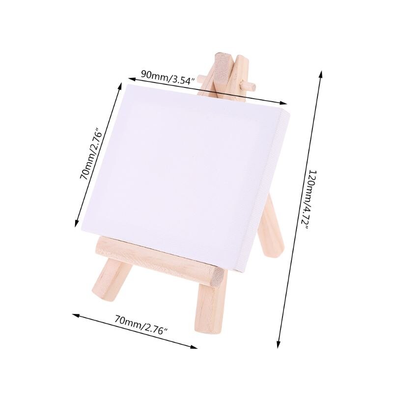 Mini Canvas and Natural Wood Easel Set For Art Painting Drawing Craft Supply