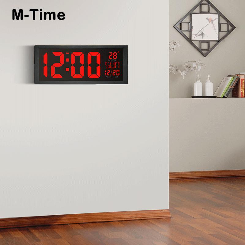 Large Number LED Wall Clock Display Electronic Thermometer Week Decorate Time Memory Clock Digital Clock Home Wall Clocks