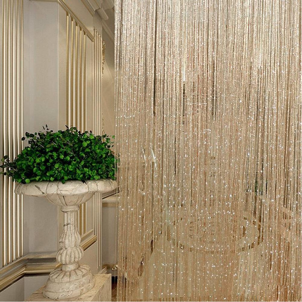 Door Bedroom Hanging Home Decor Wedding Room Divider Window Shiny Fly Screen String Curtains Fringe Patio Luxury