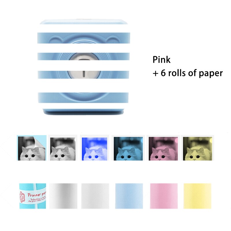 Draagbare Thermische Bluetooth Printer: Blue 6-Roll Paper