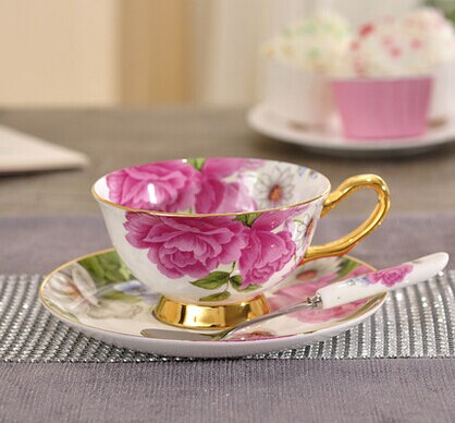 200ML European Style Bone China Coffee Cup and Saucer Set Mug Ceramic Tea Cup Mug For: 7