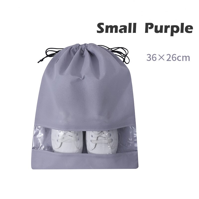 Trekkoord Vergrendeld Shoe Organizer Tassen Stofdicht Schoen Zakken Voor Reizen Niet Geweven Stof Pvc Schoenen Organizer: Small Purple