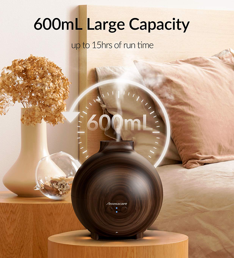 Humidificateur d&#39;air ultrasonique de 600ml, diffuseur d&#39;arôme pour chambre de bébé et bureau, pour huile essentielle avec aromathérapie, Purification de l&#39;air