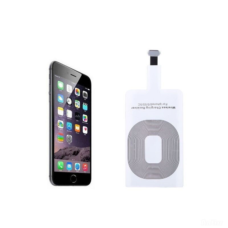 Receptor de bobina de carregamento sem fio padrão qi, ultra fina, para iphone 5 5S 6plus 6s 6splus 7 adaptador de carregamento inteligente, 8, 7plus