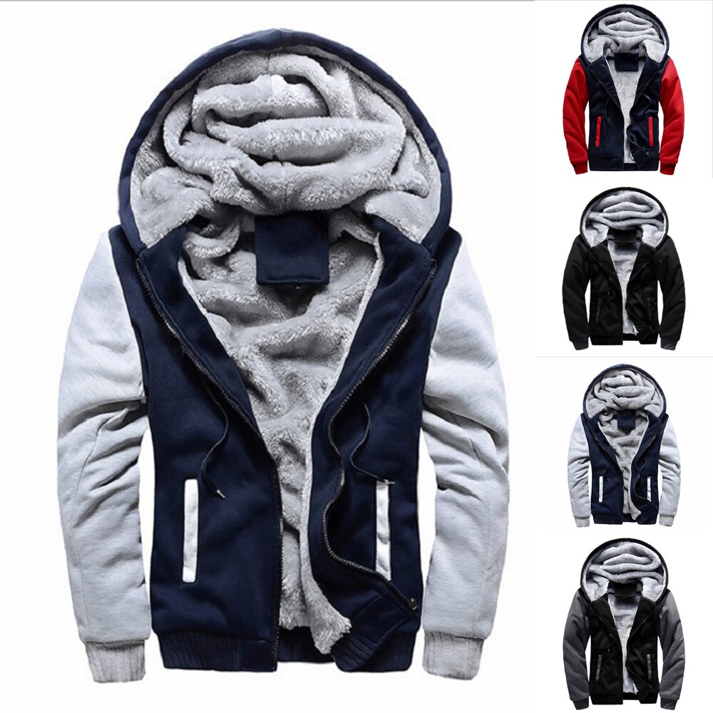 Men Hoodies Winter Thick Warm Fleece Zipper Men Hoodies Coat Sportwear Male Streetwear Hoodies Sweatshirts Men L-3XL