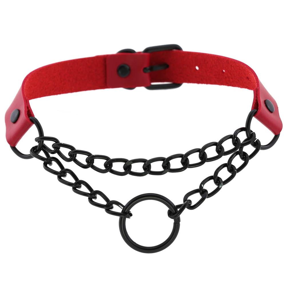 Schwarz Gothic O Kette choker kragen harajuku Punk Choker frauen mädchen schwarz leder chocker emo Kawaii hexe schmuck: red