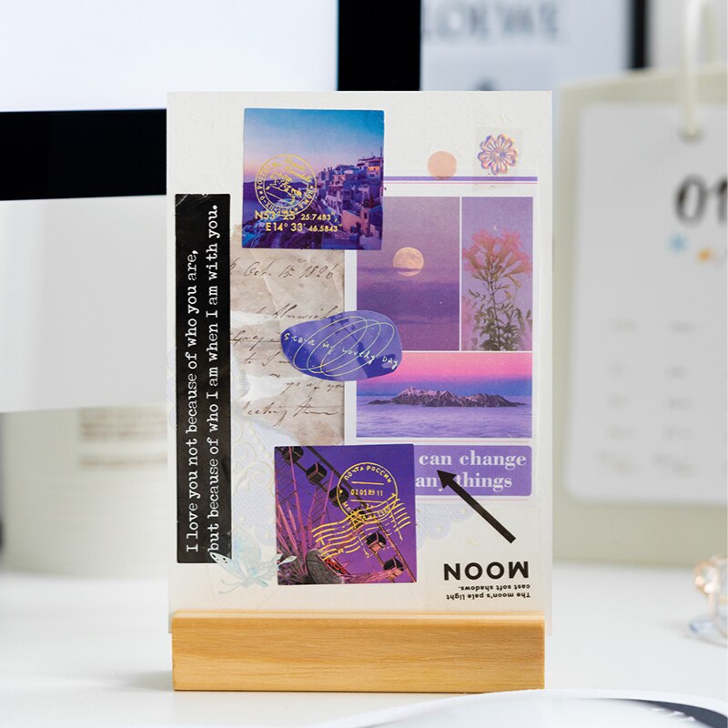 Pegatinas de paisaje romántico en caja, álbum de recortes, papelería creativa, Collage, diario de basura, pegatinas de decoración artística, 45 unids/lote