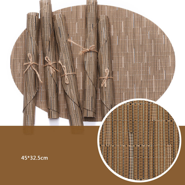 Oval Placemats Set of 4,PVC Vinyl Weave Place Mats,Wipeable Dining Table Placemats,Heat Resistant Table Mats,Indoor and Outdoor: Brown
